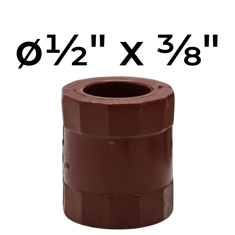 [32~IPS0150] Cupla  HH  ø½" x ⅜" Reducción -Polipropileno Roscado