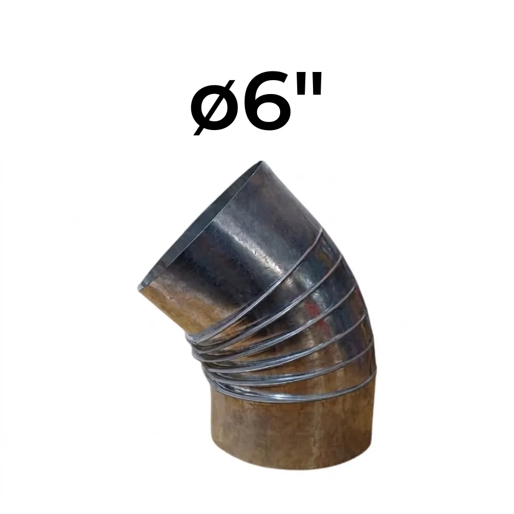 Curva Hermética 45° ø6" - Chapa Galvanizada