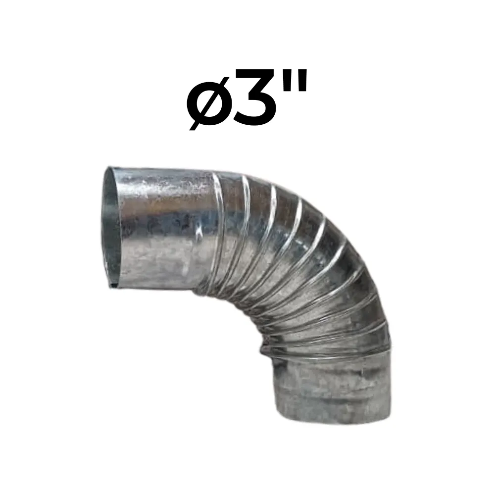 Curva Hermética 90° ø3" - Chapa Galvanizada