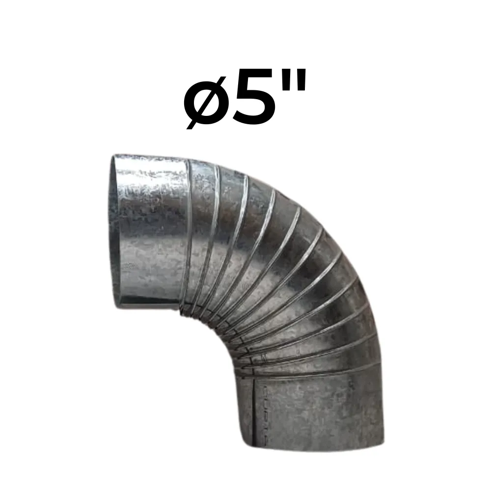 Curva Hermética 90° ø5" - Chapa Galvanizada