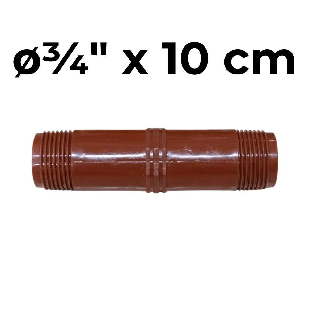 Niple  ø¾" x 10cm -Polipropileno Roscado