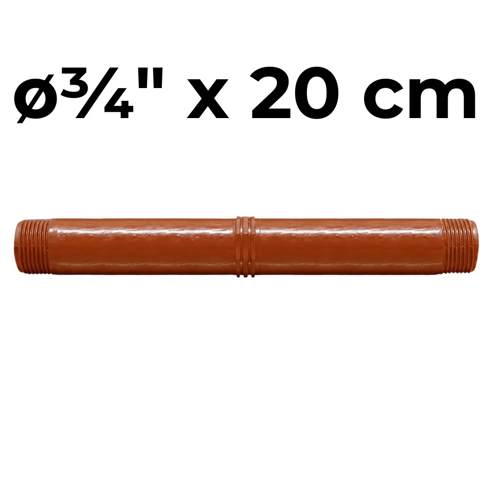 Niple  ø¾" x 20cm -Polipropileno Roscado