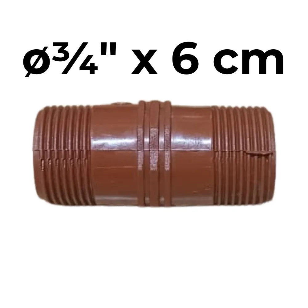 Niple  ø¾" x  6cm -Polipropileno Roscado