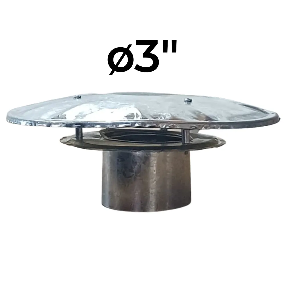 Sombrero Chino 2 Alas ø3" con Tornillo (Aprobada) - Chapa Galvanizada