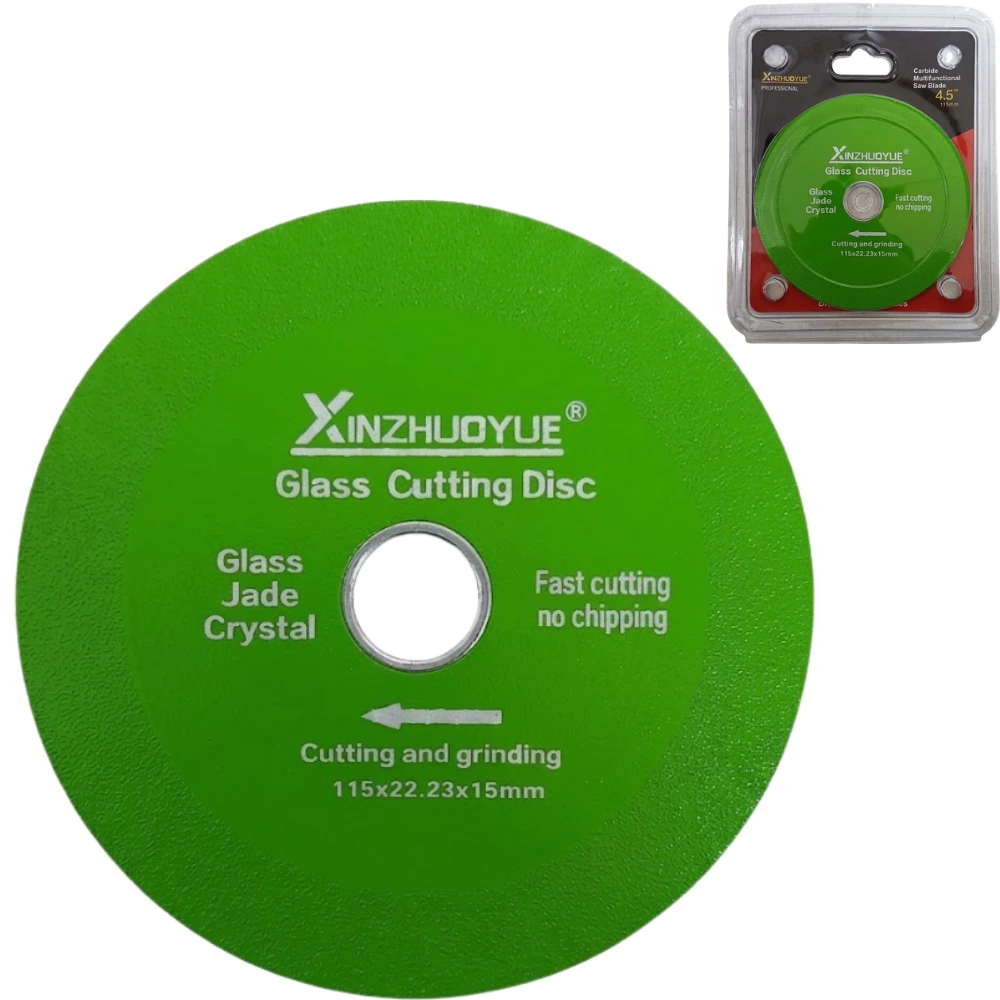 Disco Diamantado Continuo Multifunción especial para Cortar Vidrio 115 x 2mm Agujero de 22,23mm "Xinzhuoyue"
