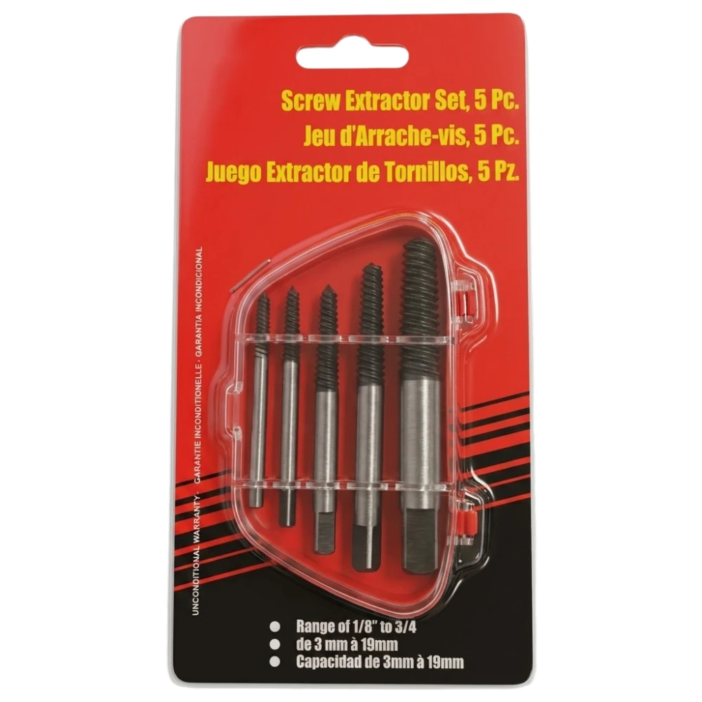 Extractor de Tornillos Set de 5 Medidas de 3 a 19mm