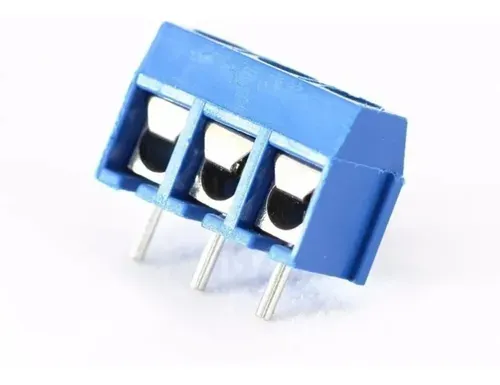 [40~B3P] Bornera triple para circuito impreso color azul – maximo 6A