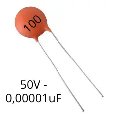 Capacitor cerámico 0,00001µF (10pF) - 50V - Cod: 100 (condensador)