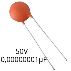 Capacitor cerámico 0.0000001uF (1pF) - 50V - Cod: (condensador)