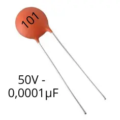 Capacitor cerámico 0.0001uF (100pF) - 50V - Cod: 101 (condensador)