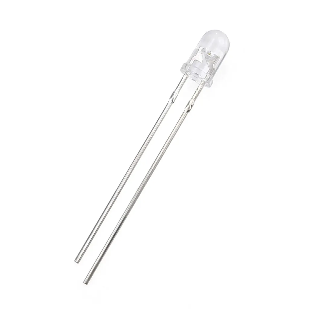 [82~81044428T] Diodo LED de 3mm luz blanco frío tipo bombín transparente; alta luminosidad; x 1 unidad