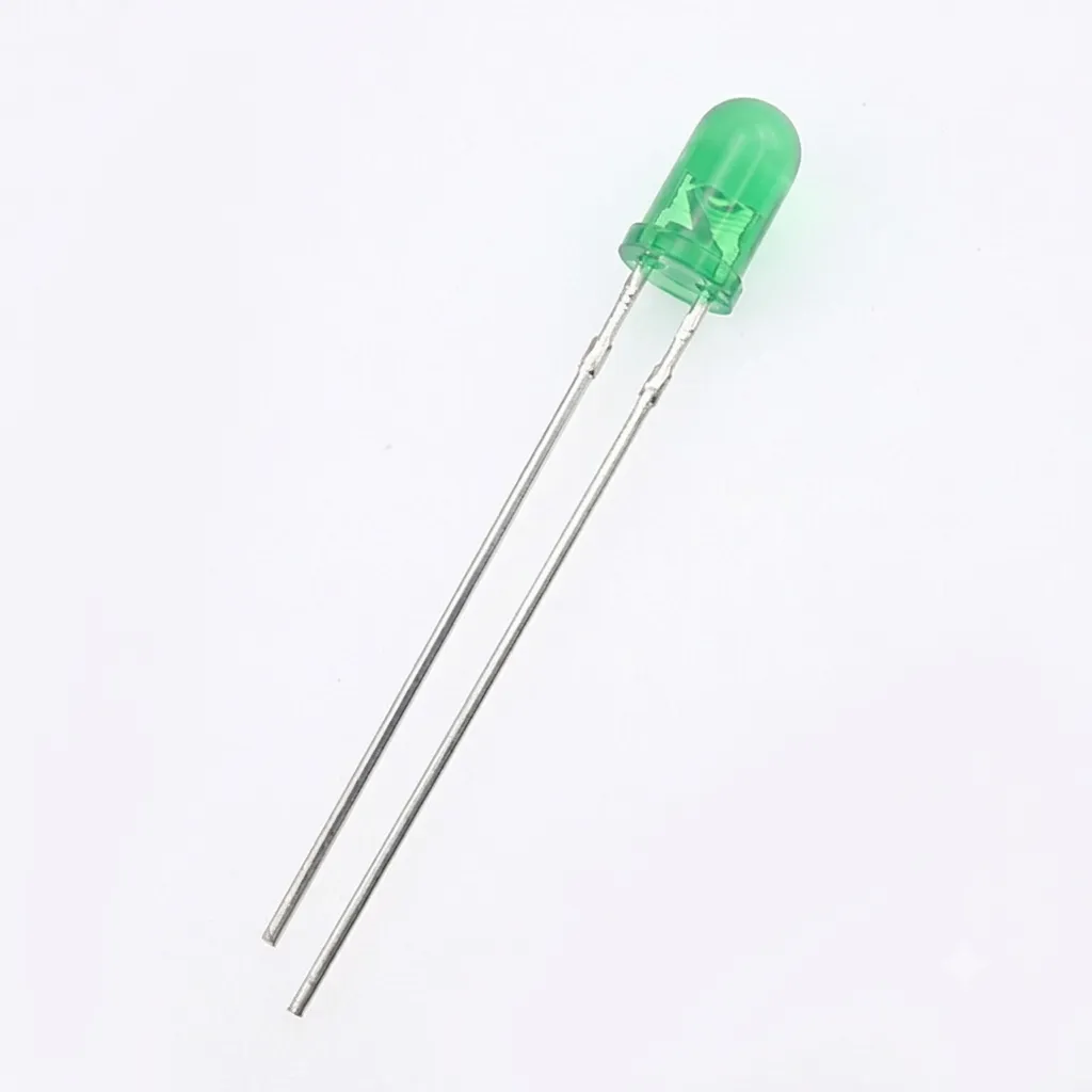 [82~81044428V] Diodo LED de 3mm luz verde tipo bombín verde; difuso; x 1 unidad