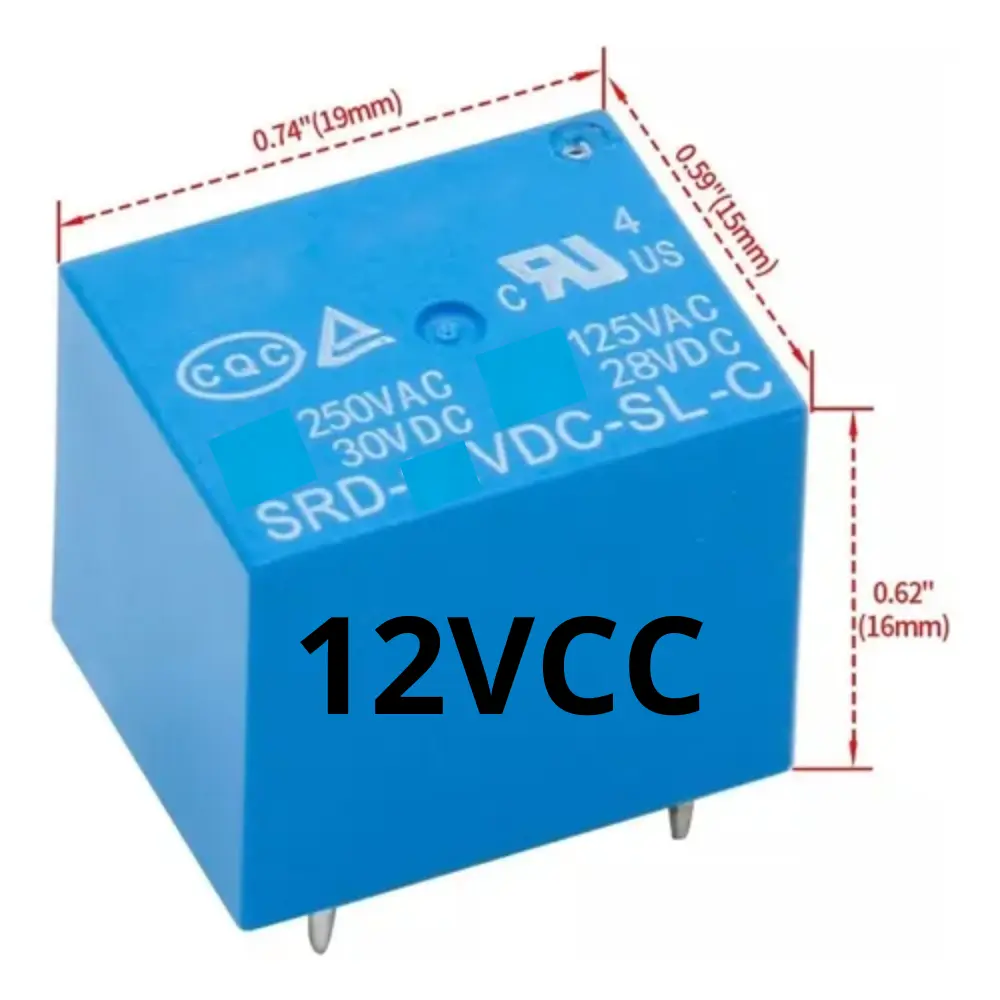 Mini relé (relay) simple inversor de 12VDC - 20A