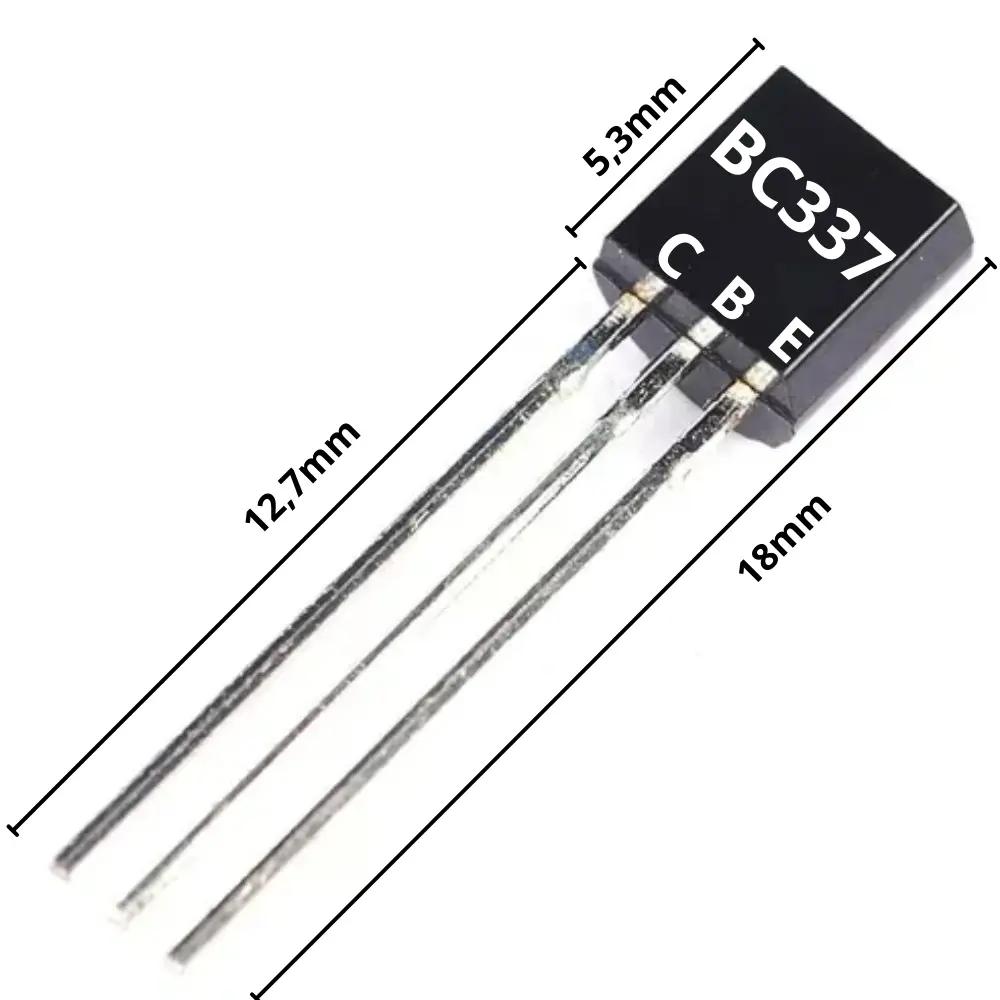 Transistor NPN BC337 con encapsulado TO-92