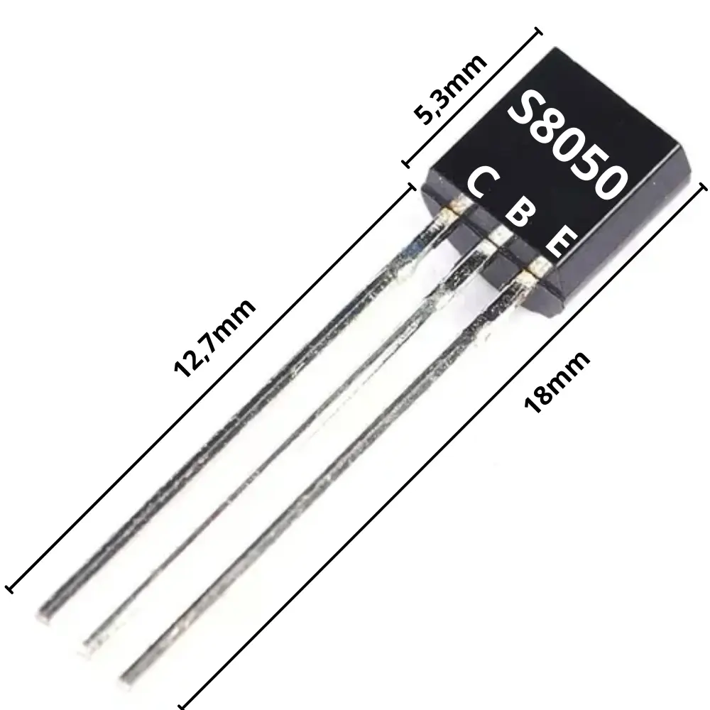 Transistor NPN S8050 con encapsulado TO-92