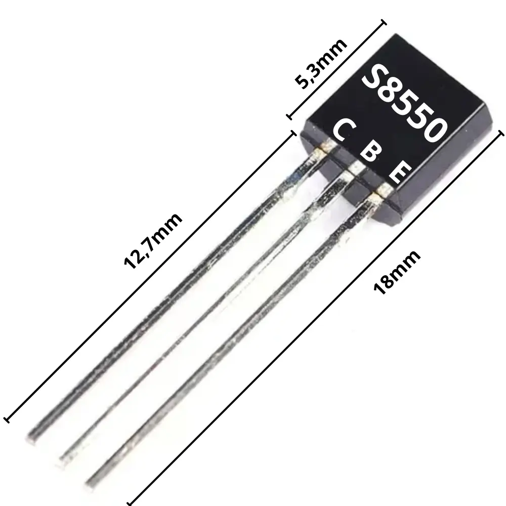 Transistor PNP S8550 con encapsulado TO-92