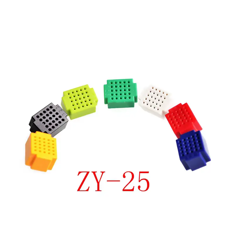 [75~U0131] Protoboard (placa de prueba experimental) sin soldar – 25 puntos – sección 0,3mm a 0,8mm de colores