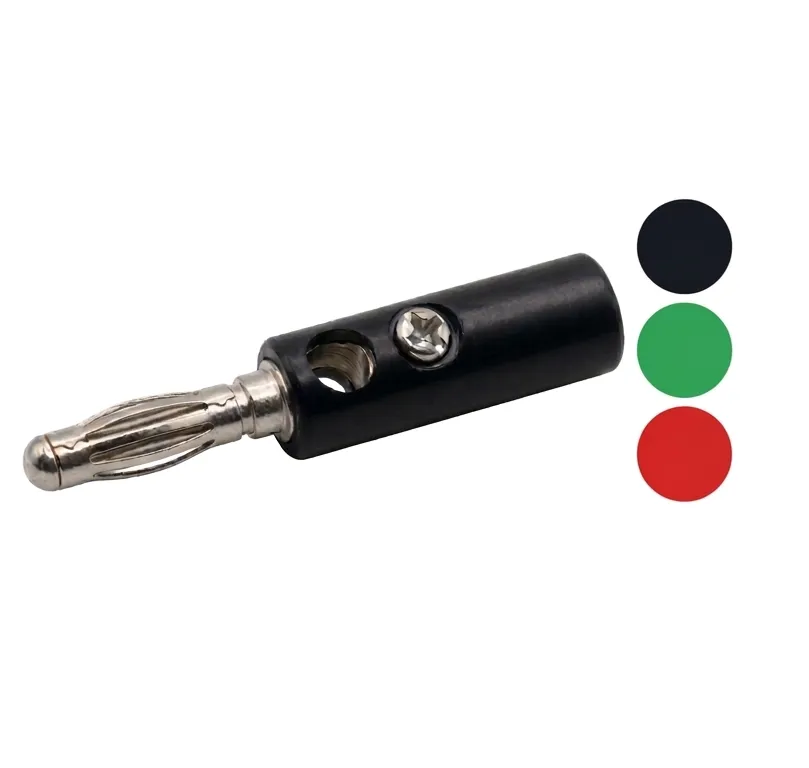 [82~BP4000NG] Ficha tipo banana macho con tornillo colores x unidad (Negro)