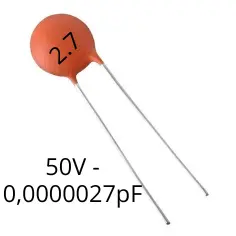 Capacitor cerámico 0,0000027(2,7pF) - 50V - Cod: 2.7 (condensador)