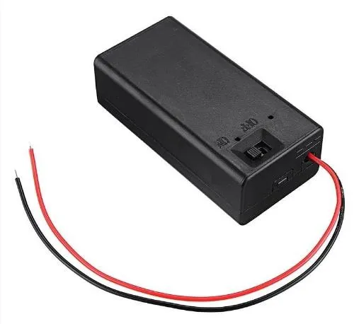 Caja Portabatería (Portapila) de 9v con cable e interruptor