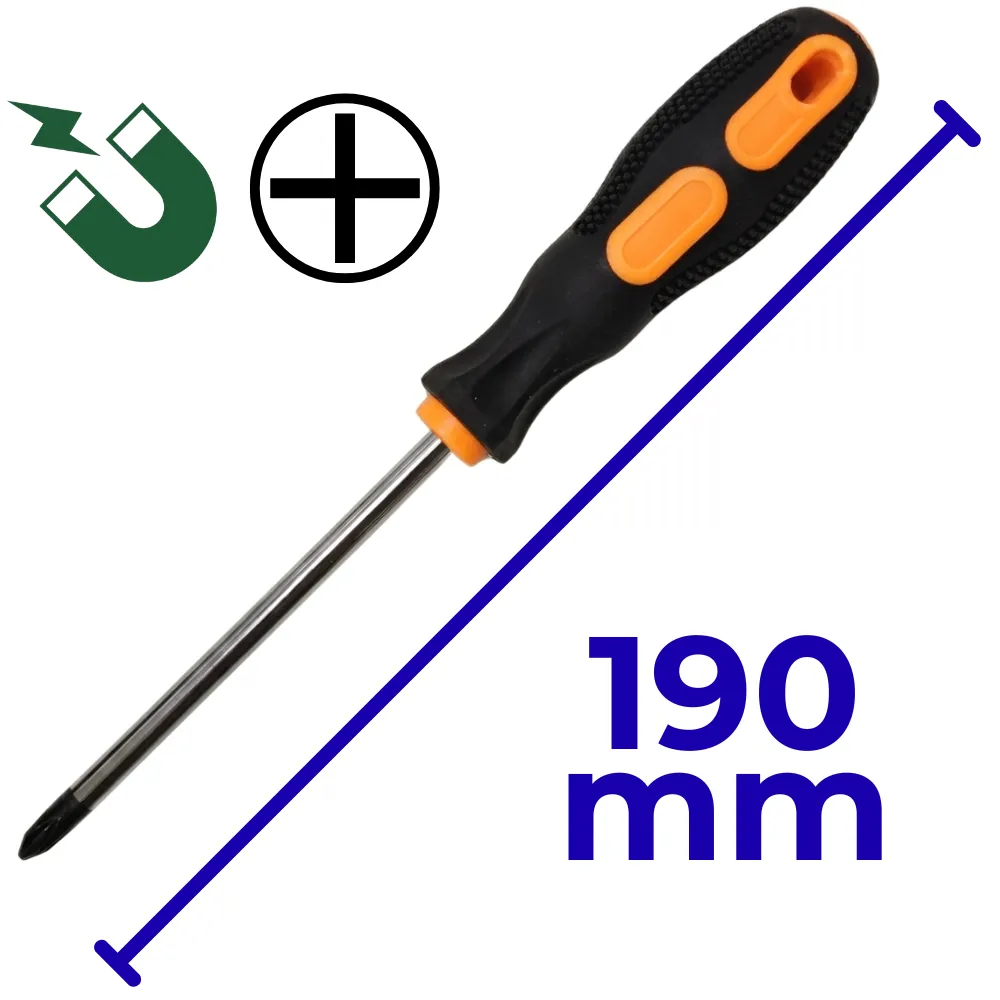 Destornillador Mango de Goma PH (+)#2 (⌀5x95mm) "KZQ Tools"