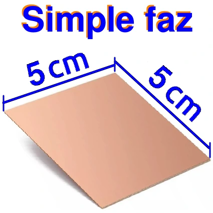 Placa de Cobre  5x 5cm Simple Faz sobre Fenólico