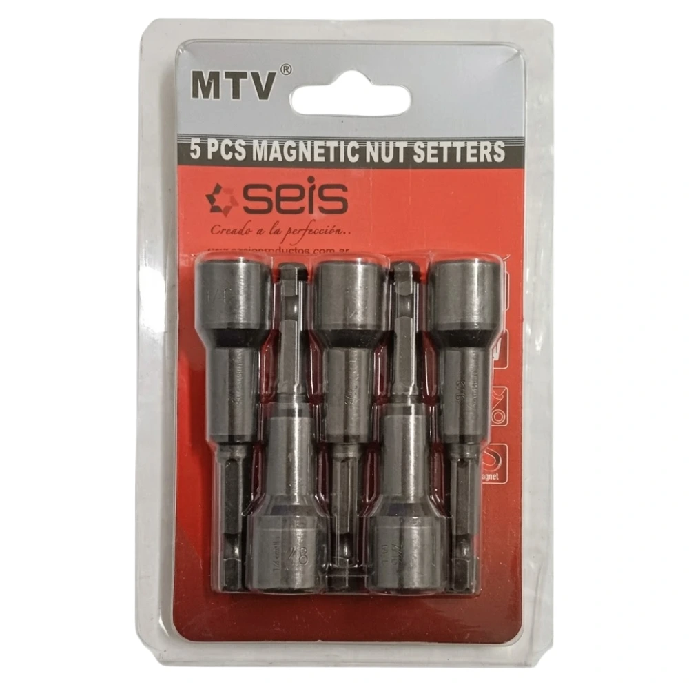 Boquilla Magnética ⅜" x 65mm Blíster con 5 Unidades "MTV" Seis