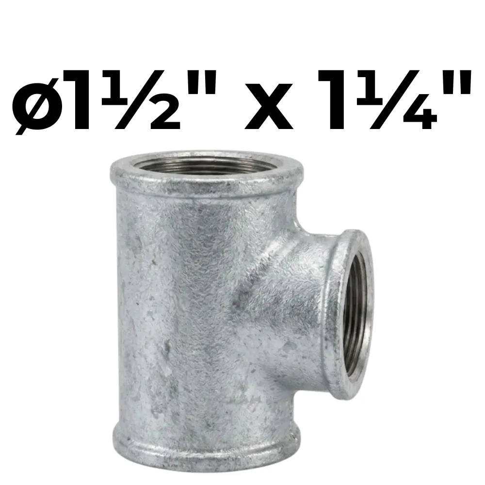 "T" HHH Reducción Central ø1½" x 1¼" -Hierro Galvanizado