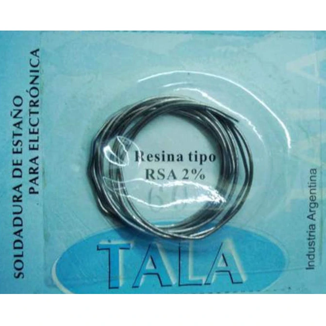 [142~1047] Rollo de Alambre de 60% Estaño - 40% Plomo 0,8mm x 70cm Resina tipo RSA 2% "Tala"