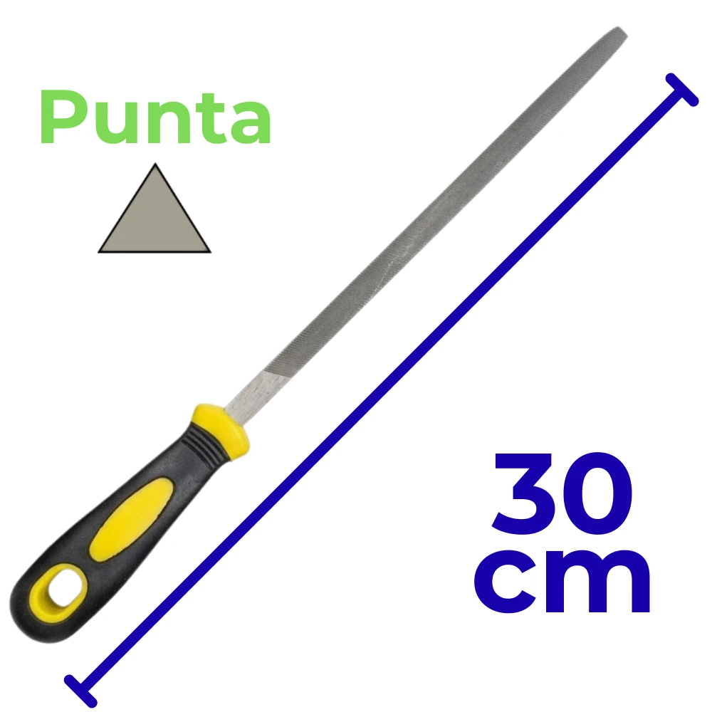 [142~11367T] Lima Triangular 8" con Mango de Goma