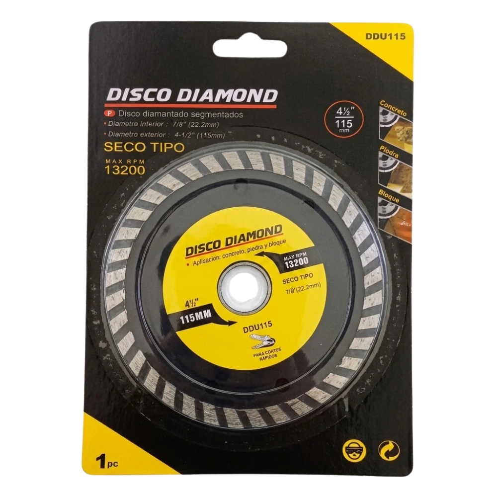 Disco Diamantado Turbo tipo Seco 115 x 3mm Agujero de 22,2mm "Disco Diamond" DDU115