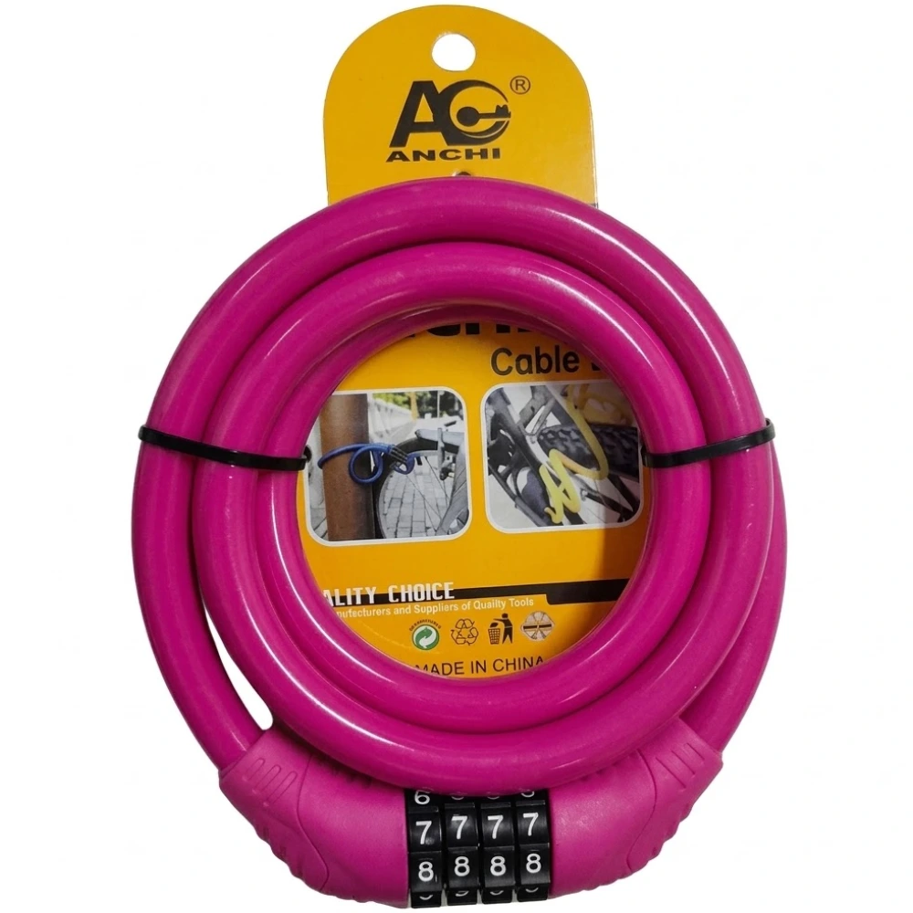 Candado Codificado con Linga para Atar Bicicletas y Motos ø12mm x 1,20 Metro (Bl-13)