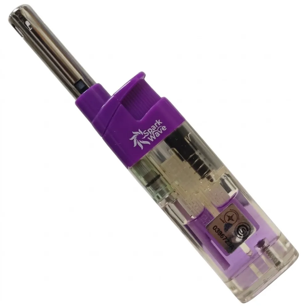 Encendedor Chispero Corto Traslúcido en varios Colores Recargable por Unidad "Spark Wave" 8870 (Violeta)