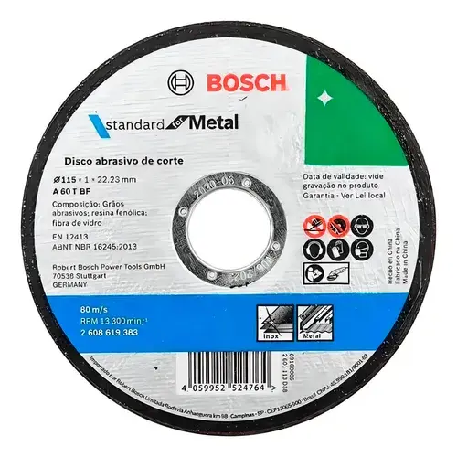 Disco de Corte Recto para Metal ø115mm Espesor: 1mm "Bosch" Eco Gris con Verde y Azul