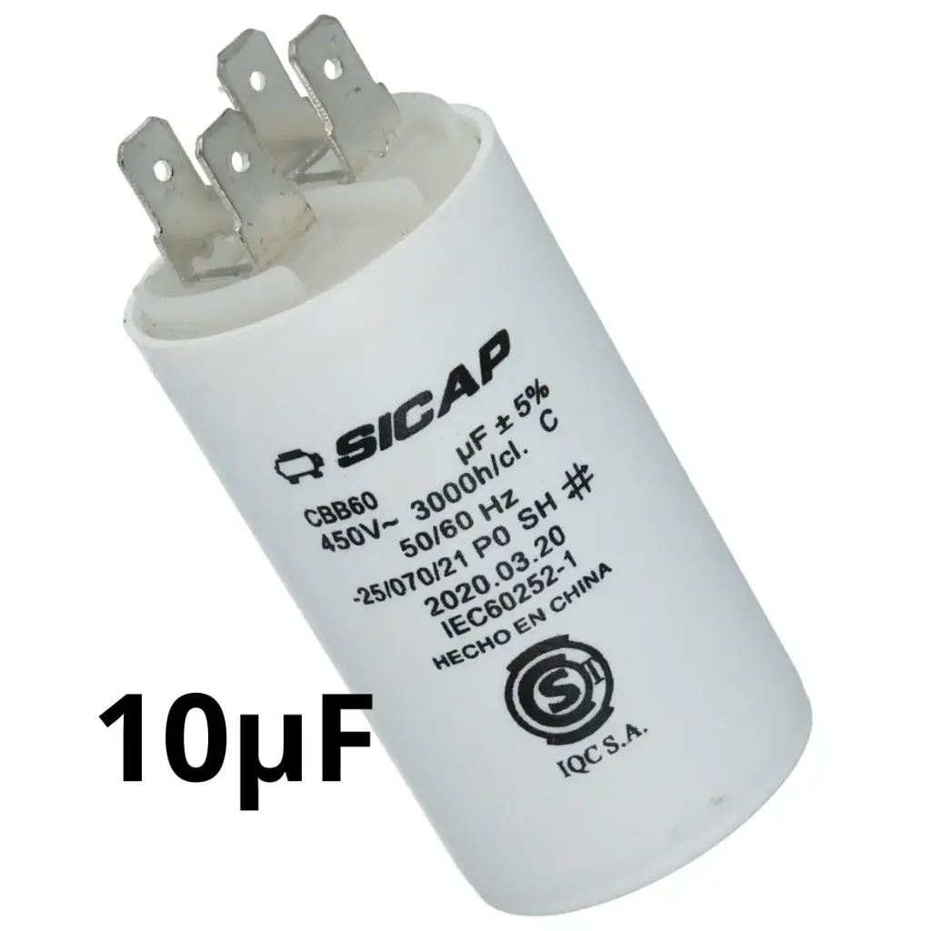 Capacitor cerámico de arranque 400VCA de 10µF Sicap