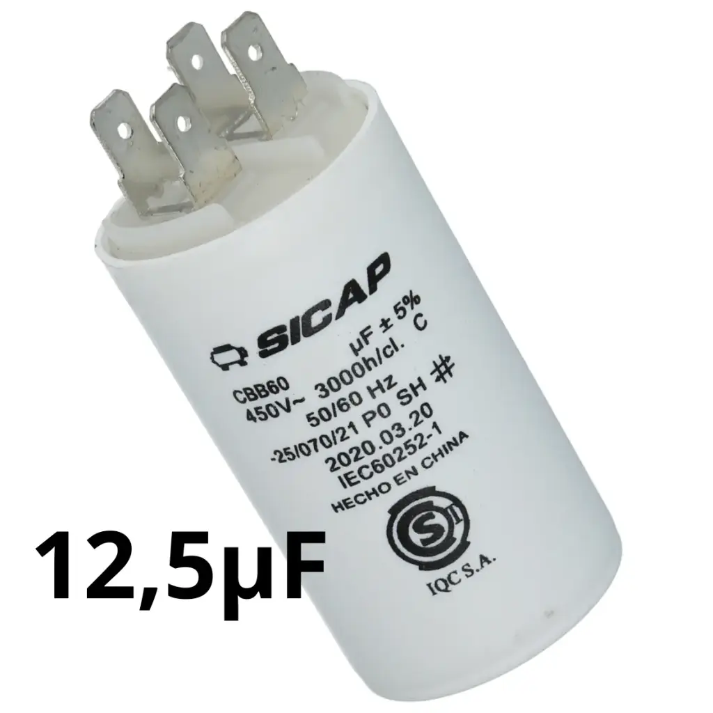 Capacitor cerámico de arranque 400VCA de 12,5µF Sicap
