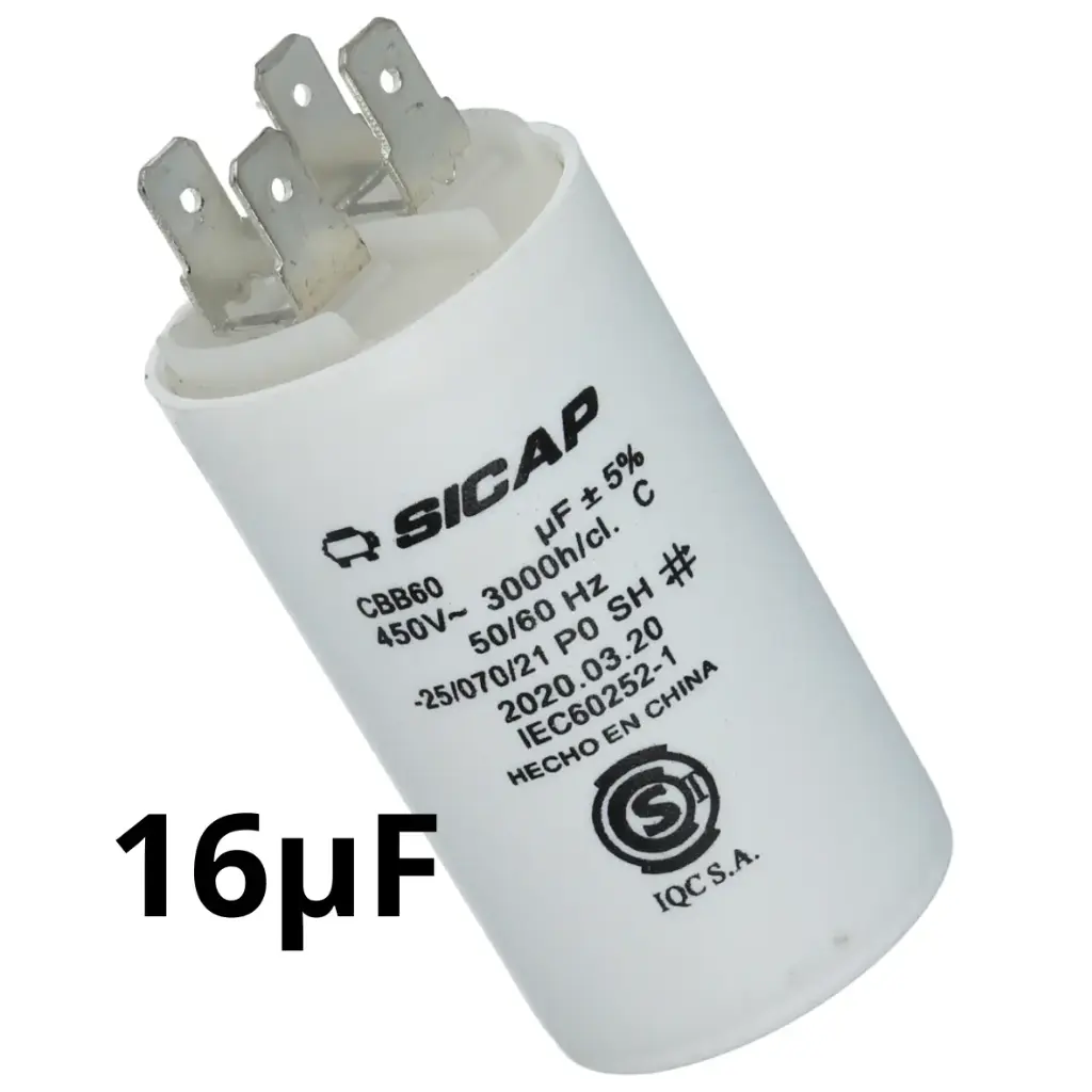Capacitor cerámico de arranque 400VCA de 16µF Sicap