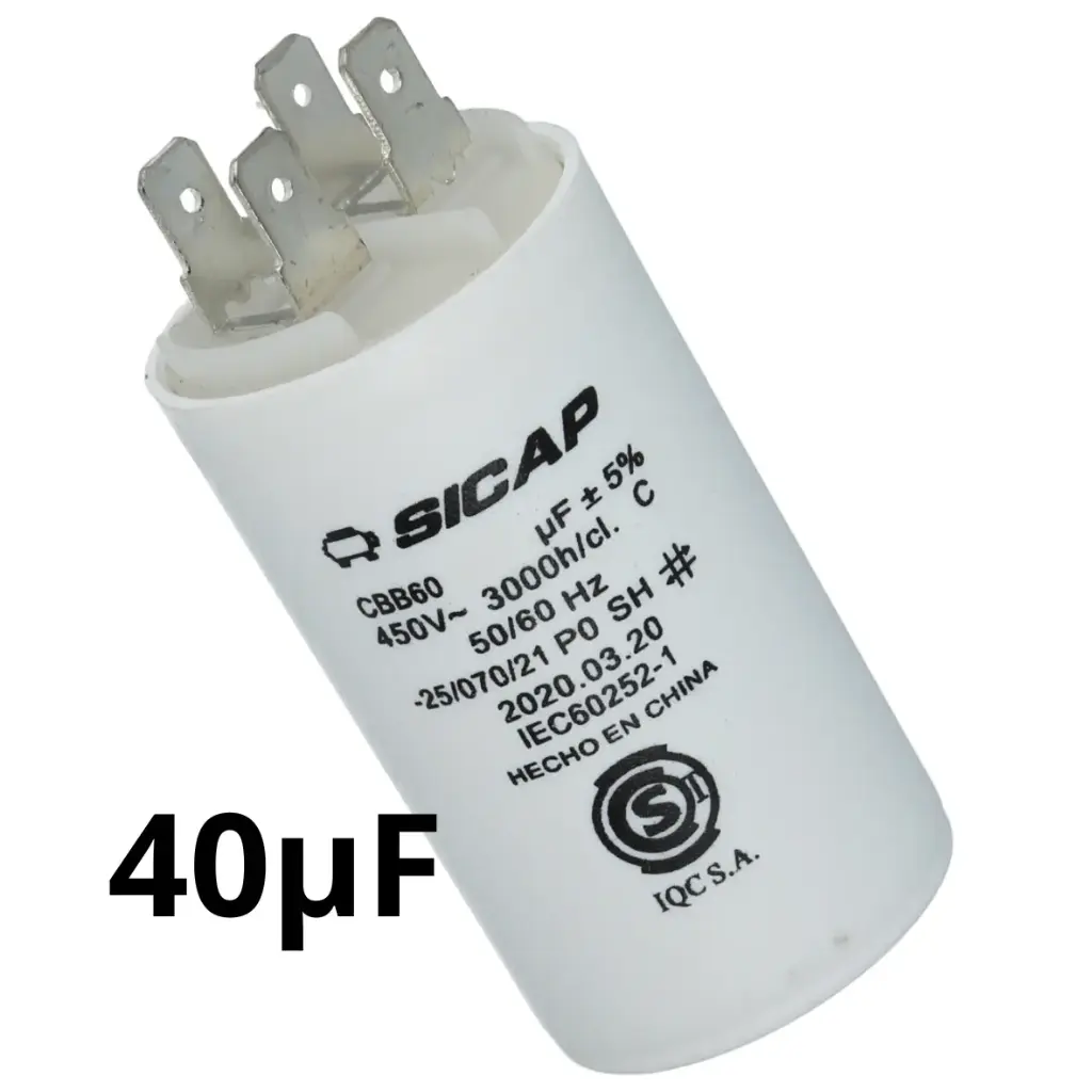Capacitor cerámico de arranque 400VCA de 40µF Sicap