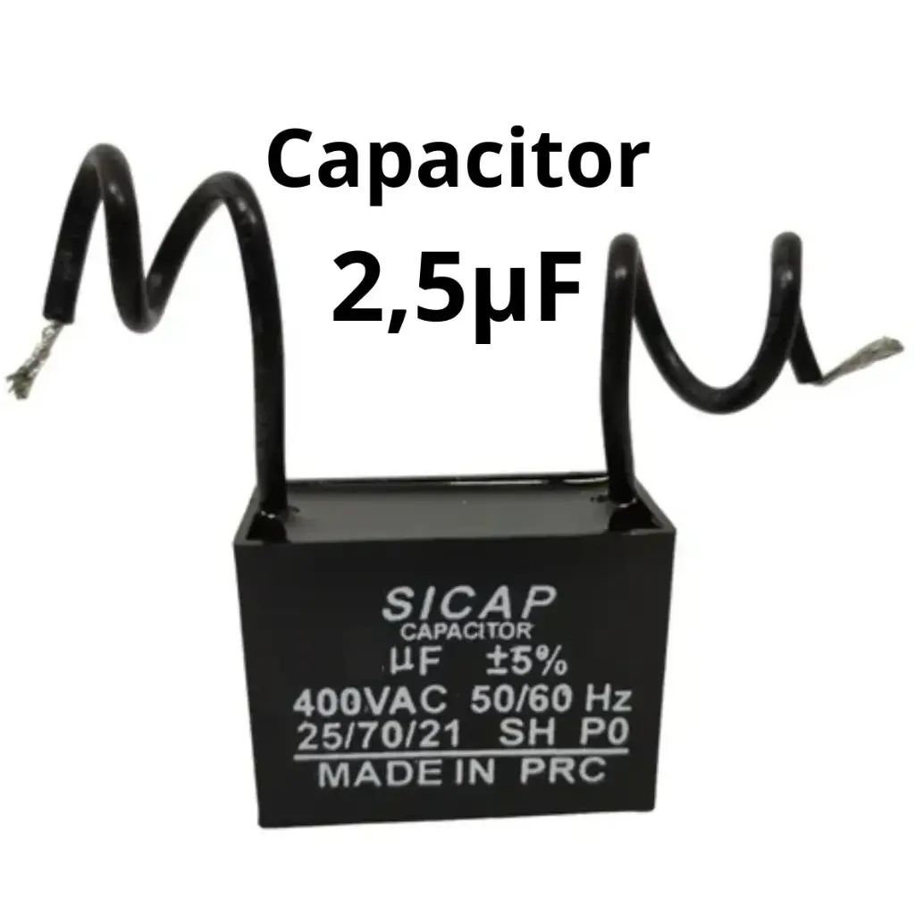 Capacitor polipropileno de arranque cuadrado de 400VCA de 2,5µF Sicap